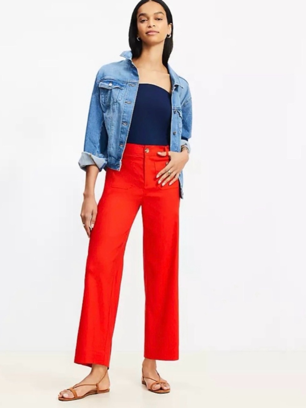 Loft Palmer Wide-Leg Red Pants